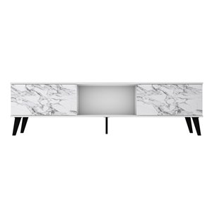 Manhattan Comfort Doyers TV Stand - 78.87-in - White Marble