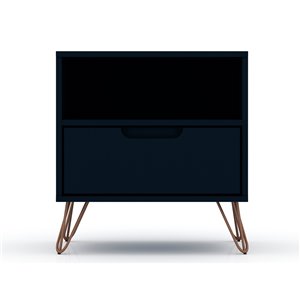 Manhattan Comfort Rockefeller 1.0 Nightstand - 21.65-in - Midnight Blue