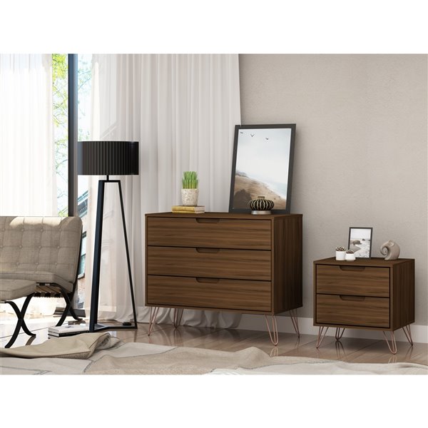 Brown dresser and on sale nightstand set