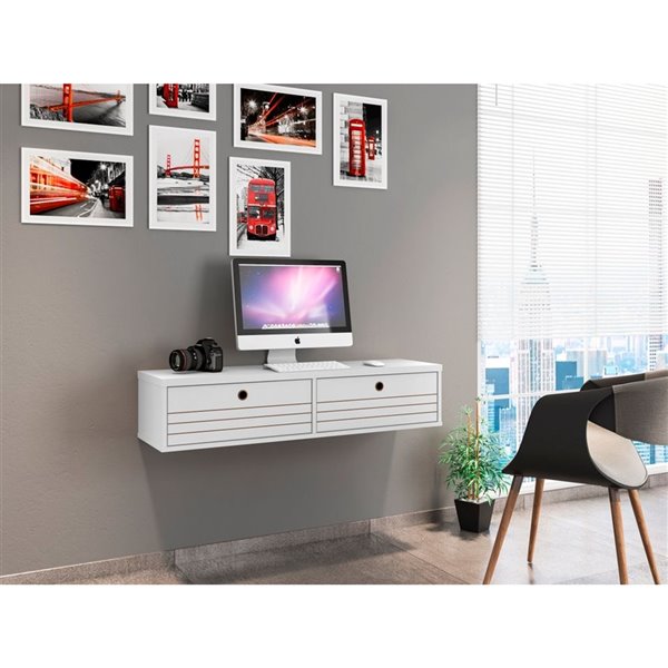 Manhattan Comfort Liberty Floating Office Desk - 42.28-in - Glossy White