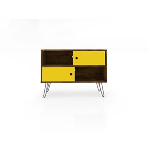 Manhattan Comfort Baxter TV Stand - 35.43-in - Rustic Brown and Yellow