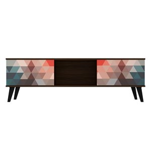 Manhattan Comfort Doyers TV Stand - 62.2-in - Brown, Red and Blue