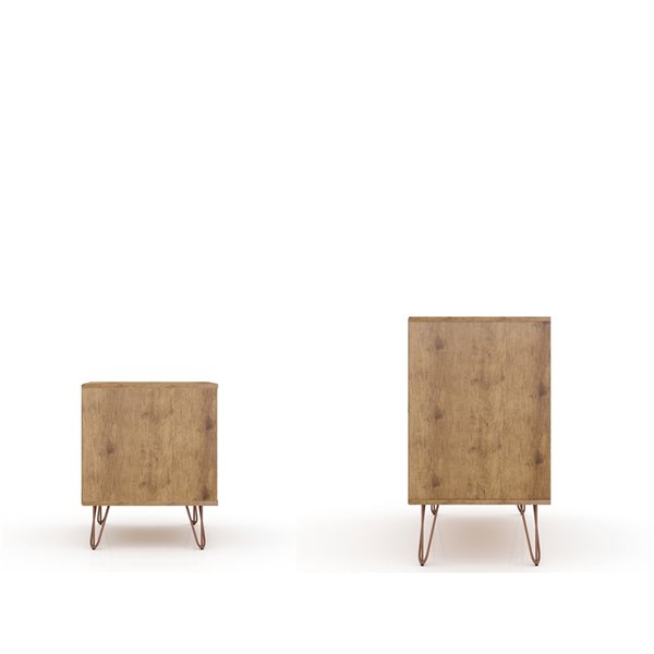 Manhattan Comfort Rockefeller Dresser and Nightstand Set 28.86in Natural Brown and Grey