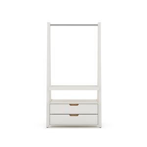 Manhattan Comfort Rockefeller Open Wardrobe Armoire - 38.62-in x 71.42-in - Natural and Off-White