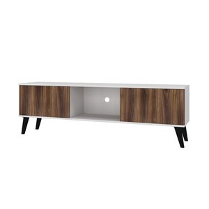 Manhattan Comfort Doyers TV Stand - 62.2-in - White and Nut Brown