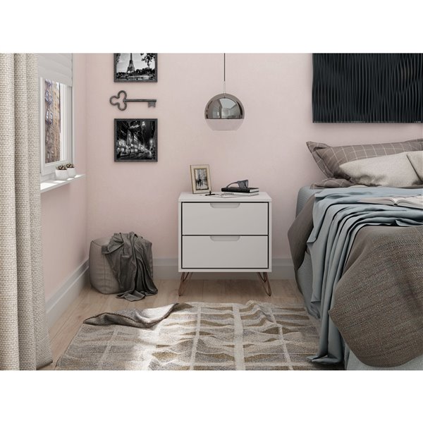 Manhattan Comfort Rockefeller 2.0 Nightstand - 21.65-in - White