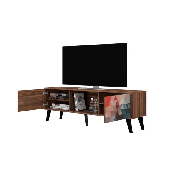 Manhattan Comfort Doyers TV Stand - 78.87-in - Brown, Red and Blue