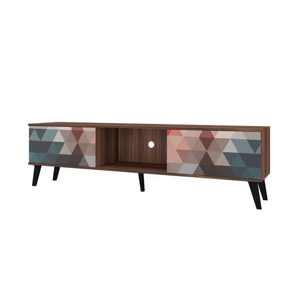 Manhattan Comfort Doyers TV Stand - 78.87-in - Brown, Red and Blue