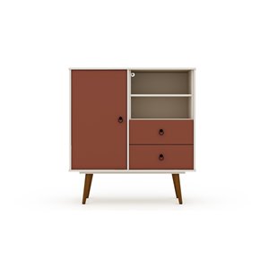 Manhattan Comfort Tribeca Dresser - 40.75-in x 43.7-in - Off-White/Terra Orange Pink