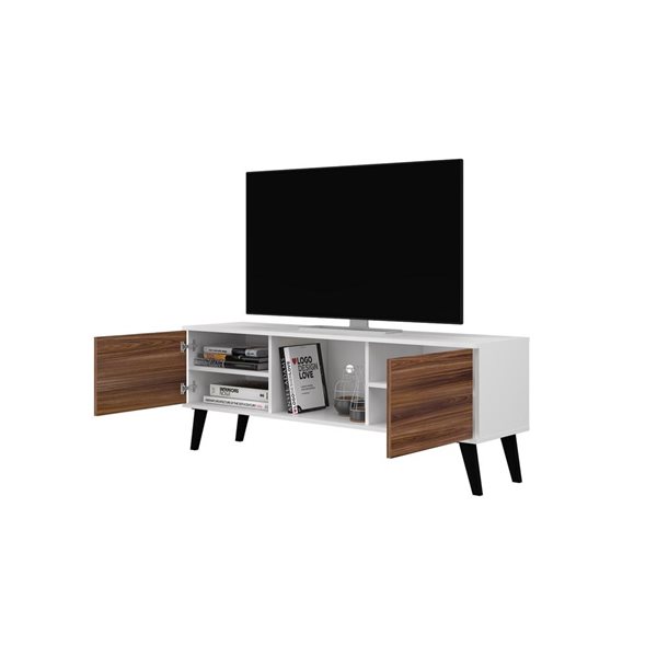 Manhattan Comfort Doyers TV Stand - 53.15-in - White and Nut Brown