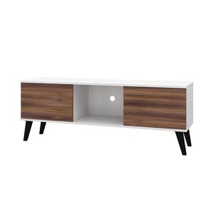 Manhattan Comfort Doyers TV Stand - 53.15-in - White and Nut Brown
