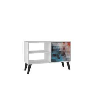 Manhattan Comfort Amsterdam TV Stand - 35.43-in - White, Red and Blue