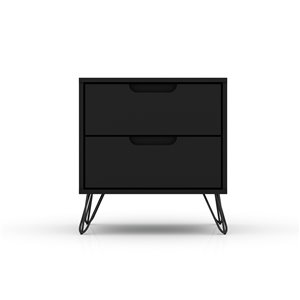 Manhattan Comfort Rockefeller 2.0 Nightstand - 21.65-in - Black