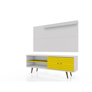 Manhattan Comfort Liberty TV Stand and Panel - 62.99-in - White and Yellow