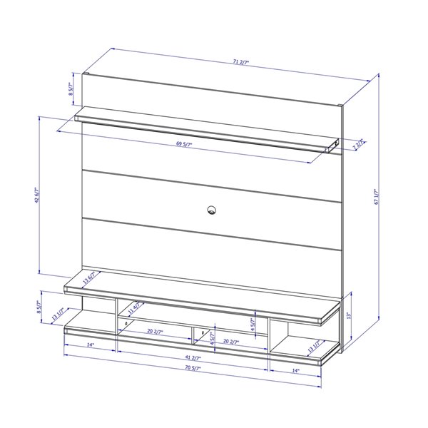 Manhattan Comfort Utopia Floating Entertainment Center - 70.47-in - Off-White and Maple Cream