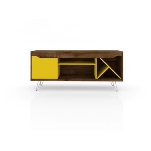 Manhattan Comfort Baxter TV Stand - 53.54-in - Rustic Brown and Yellow