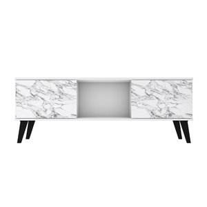 Manhattan Comfort Doyers TV Stand - 53.15-in - White Marble