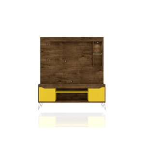 Manhattan Comfort Baxter Entertainment Center- 62.99-in - Rustic Brown and Yellow