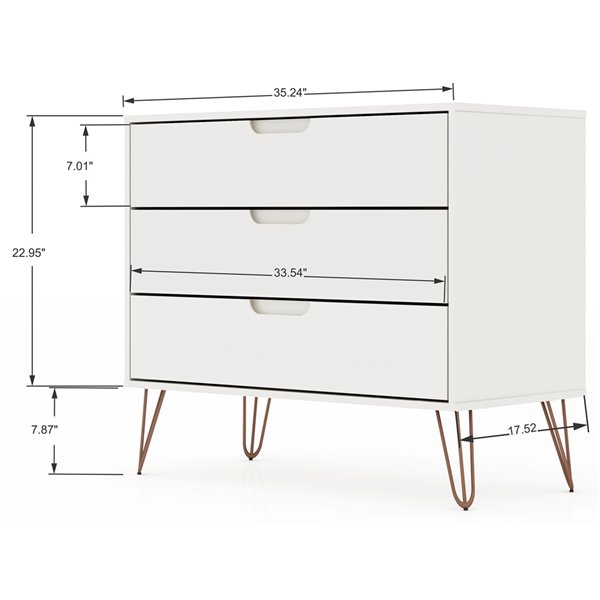 Manhattan Comfort Rockefeller Dresser - 35.24-in x 28.86-in - White