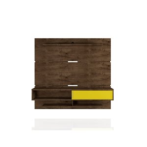 Manhattan Comfort Astor Wall-Mount Entertainment Center- 70.86-in - Rustic Brown and Yellow