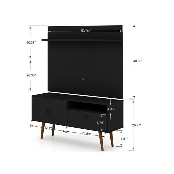 Manhattan Comfort Tribeca TV Stand and Panel - 53.94-in - Black