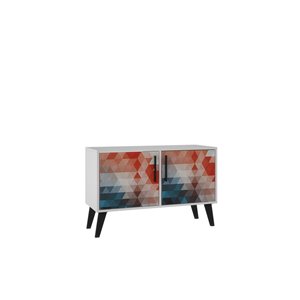 Manhattan Comfort Amsterdam Rectangular End Table - 35.43-in x 27.36-in - White and Red