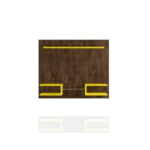 Manhattan Comfort Plaza Entertainment Center- 64.25-in - Rustic Brown and Yellow