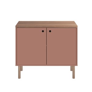 Manhattan Comfort Windsor Accent Cabinet - 35.43-in x 30.71-in - Pink/Natural Brown