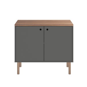 Manhattan Comfort Windsor Accent Cabinet - 35.43-in x 30.71-in - Grey/Natural Brown