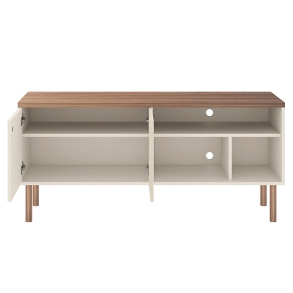 Manhattan Comfort Windsor TV Stand - 53.62-in - Off-White and Natural Brown