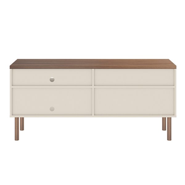 Manhattan Comfort Windsor TV Stand - 53.62-in - Off-White and Natural Brown