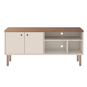 Manhattan Comfort Windsor TV Stand - 53.62-in - Off-White and Natural Brown