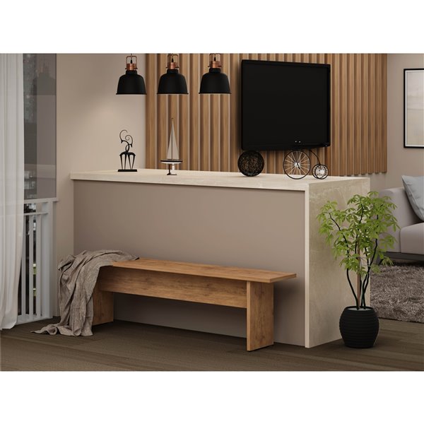 Manhattan Comfort NoMad Dining Bench - 67.91-in - Matte Natural Brown