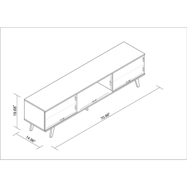 Manhattan Comfort Doyers TV Stand - 78.87-in - White and Nut Brown