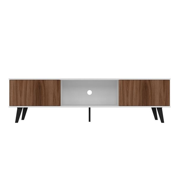 Manhattan Comfort Doyers TV Stand - 78.87-in - White and Nut Brown