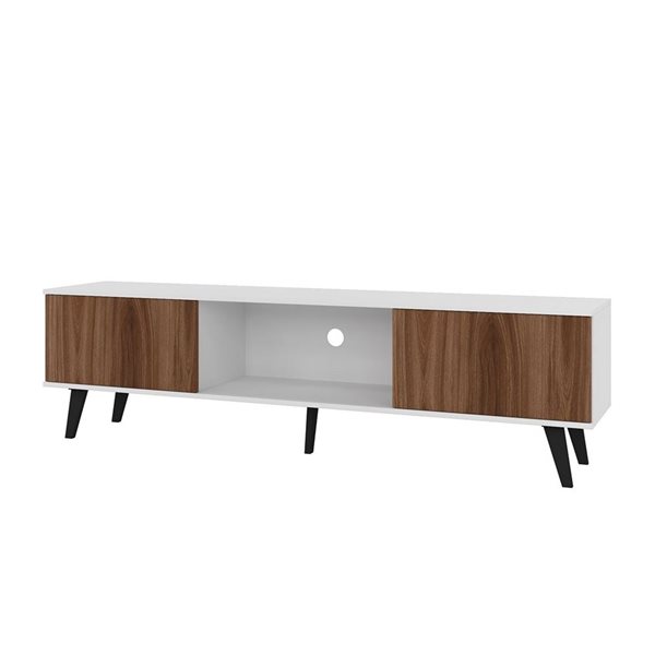 Manhattan Comfort Doyers TV Stand - 78.87-in - White and Nut Brown