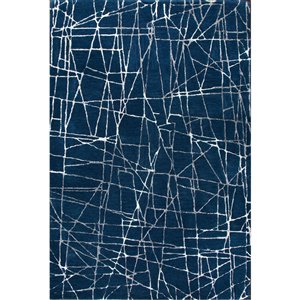 Tapis décoratif Marmor de Notre Dame Design, 7 pi x 5 pi, bleu