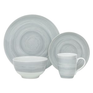 Ensemble de vaisselle en grès de Safdie & Co., gris pâle, 16 pièces