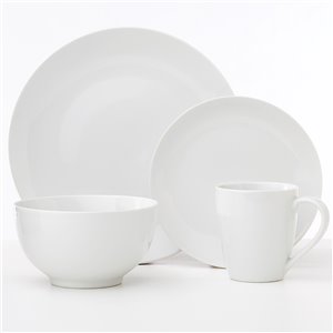 Safdie & Co. Classic Oxford Dinnerware Set - Porcelain - White - 16 -Piece