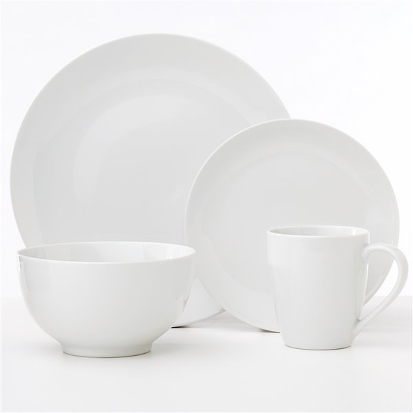 Ensemble de vaisselle en porcelaine Classic Oxford de Safdie & Co., blanc,  16 pièces HK02023EC