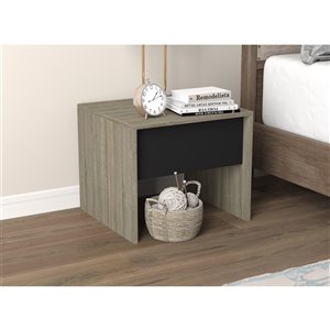 Table d'appoint Safdie & Co., 1 tiroir, 18 po, gris taupe foncé