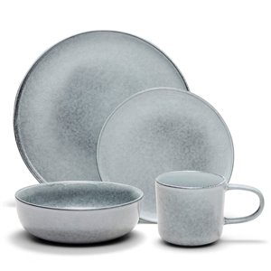 Ensemble de vaisselle en grès Relic de Safdie & Co., gris, 16 pièces