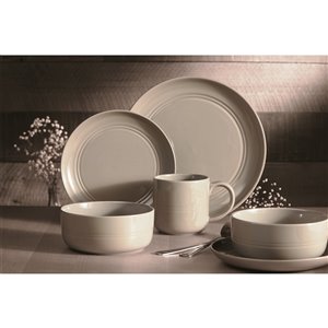 Safdie & Co. Stoneware Ridge Dinnerware Set - Grey - 16 -Piece