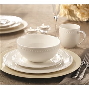 Safdie & Co. Pearl Dinnerware Set - Porcelain - White - 16 -Piece