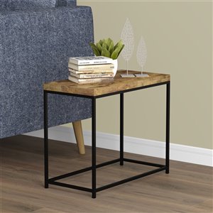 Safdie & Co. Rectangular Accent Table - 24-in - Brown Reclaimed Wood/Black Metal