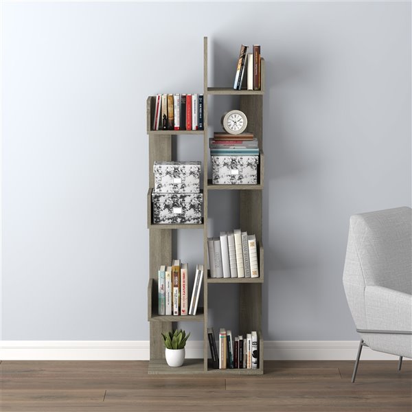 Safdie & Co. Bookcase - 57-in x 10-in - Dark Taupe