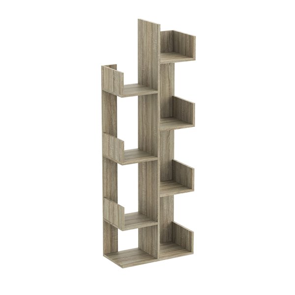 Safdie & Co. Bookcase - 57-in x 10-in - Dark Taupe