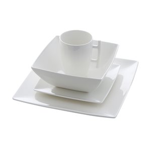 Ensemble de vaisselle en porcelaine de Safdie & Co., blanc, 16 pièces