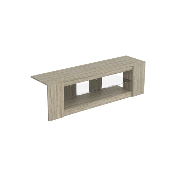 Safdie & Co. TV Stand - 2 Shelves with Tempered Glass - 55-in - Dark Taupe