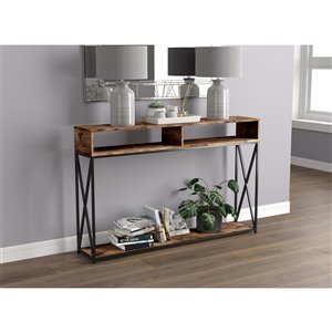 Table console Safdie & Co., 2 tablettes ouvertes, 47,25 po, bois brun recyclé